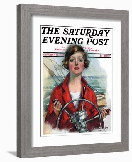 "Woman Sailor," Saturday Evening Post Cover, October 15, 1927-William Haskell Coffin-Framed Giclee Print