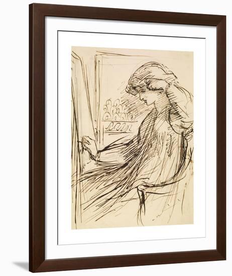 Woman Seated at an Embroidery Frame or Easel-Dante Gabriel Rossetti-Framed Premium Giclee Print