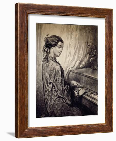 Woman Seated at Piano-Eugene Deveria-Framed Giclee Print