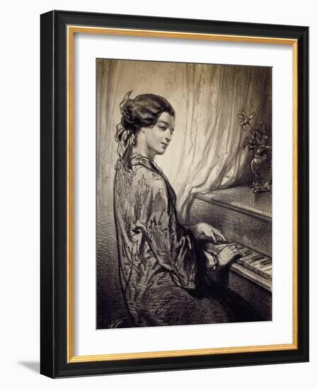 Woman Seated at Piano-Eugene Deveria-Framed Giclee Print