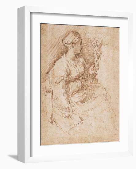 Woman Seated Holding a Statuette of Victory, C.1524-Parmigianino-Framed Giclee Print