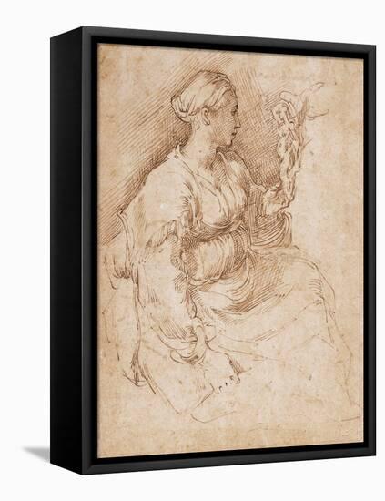 Woman Seated Holding a Statuette of Victory, C.1524-Parmigianino-Framed Premier Image Canvas