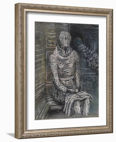 Woman Seated in the Underground-Henry Moore-Framed Giclee Print