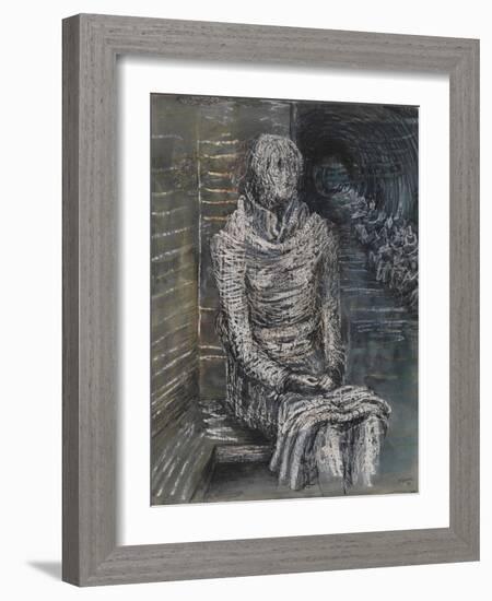 Woman Seated in the Underground-Henry Moore-Framed Giclee Print