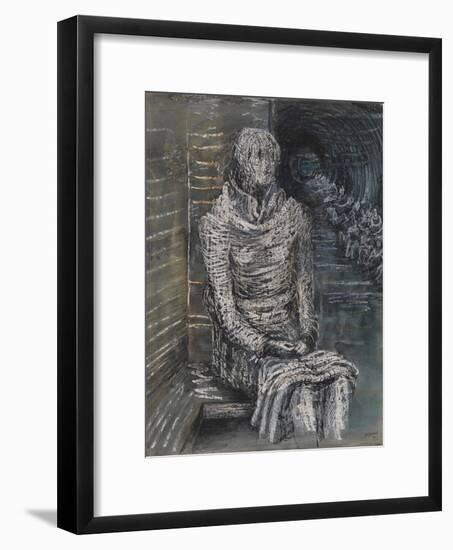 Woman Seated in the Underground-Henry Moore-Framed Giclee Print