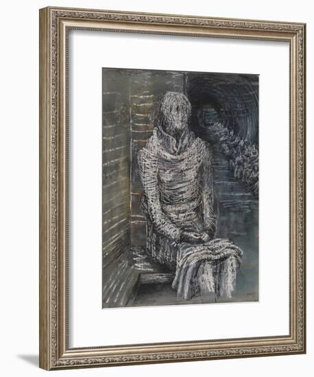 Woman Seated in the Underground-Henry Moore-Framed Giclee Print