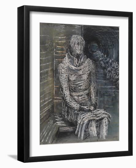 Woman Seated in the Underground-Henry Moore-Framed Giclee Print