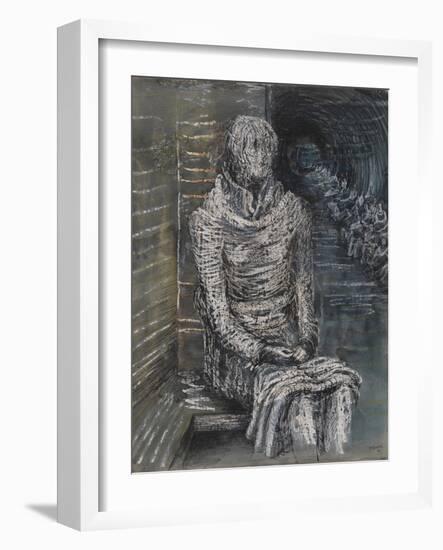 Woman Seated in the Underground-Henry Moore-Framed Giclee Print