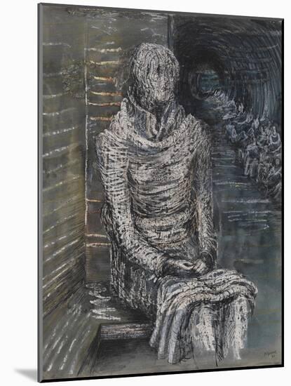 Woman Seated in the Underground-Henry Moore-Mounted Giclee Print