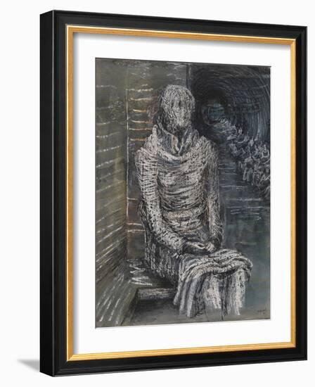 Woman Seated in the Underground-Henry Moore-Framed Giclee Print