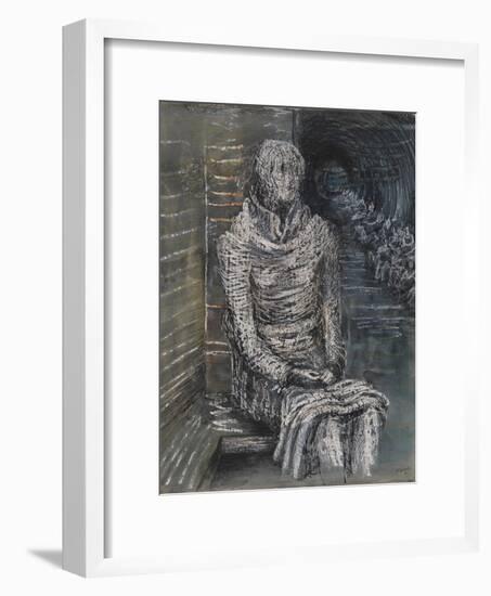 Woman Seated in the Underground-Henry Moore-Framed Premium Giclee Print