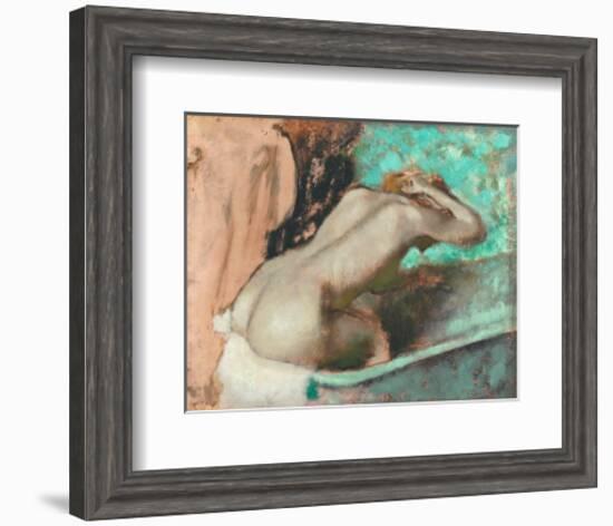 Woman Seated on a Bathtub-Edgar Degas-Framed Art Print