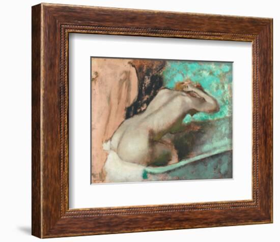 Woman Seated on a Bathtub-Edgar Degas-Framed Art Print