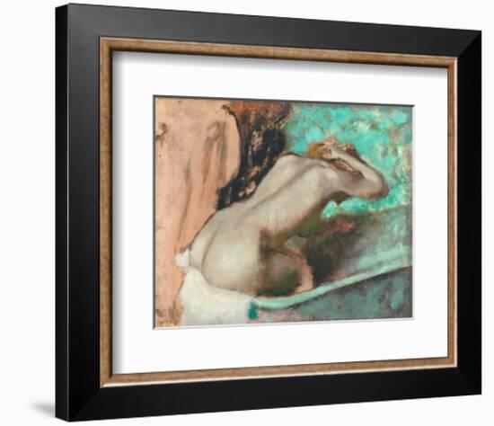 Woman Seated on a Bathtub-Edgar Degas-Framed Art Print