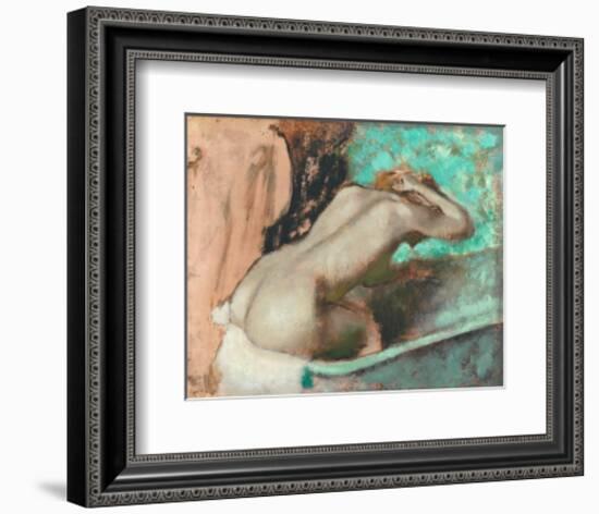 Woman Seated on a Bathtub-Edgar Degas-Framed Art Print