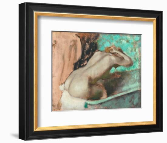 Woman Seated on a Bathtub-Edgar Degas-Framed Art Print