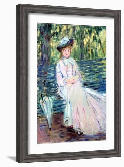 Woman Seated on a Bench, C1874-Claude Monet-Framed Giclee Print