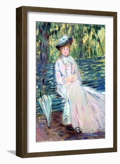 Woman Seated on a Bench, C1874-Claude Monet-Framed Giclee Print