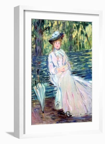 Woman Seated on a Bench, C1874-Claude Monet-Framed Giclee Print