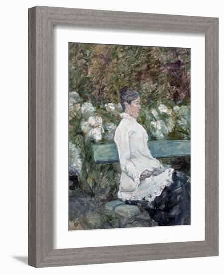 Woman Seated on a Bench in a Park-Henri de Toulouse-Lautrec-Framed Giclee Print