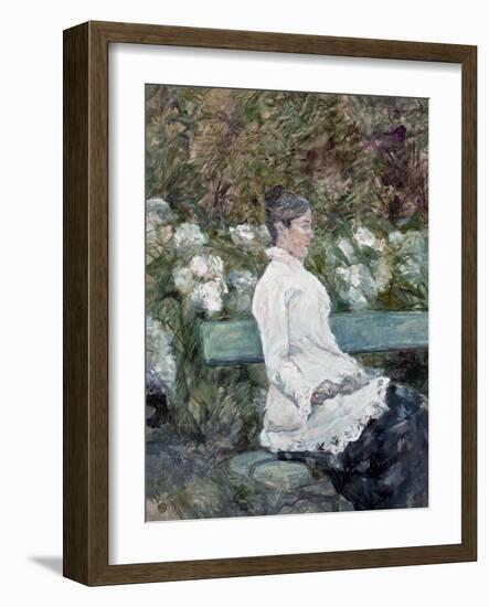 Woman Seated on a Bench in a Park-Henri de Toulouse-Lautrec-Framed Giclee Print