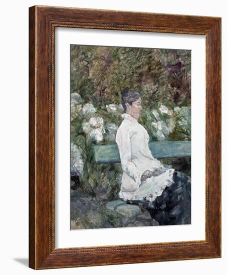 Woman Seated on a Bench in a Park-Henri de Toulouse-Lautrec-Framed Giclee Print