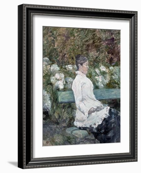 Woman Seated on a Bench in a Park-Henri de Toulouse-Lautrec-Framed Giclee Print