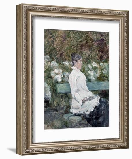 Woman Seated on a Bench in a Park-Henri de Toulouse-Lautrec-Framed Premium Giclee Print