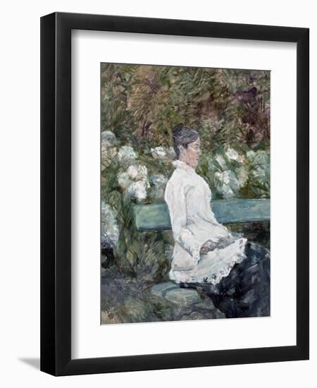 Woman Seated on a Bench in a Park-Henri de Toulouse-Lautrec-Framed Premium Giclee Print