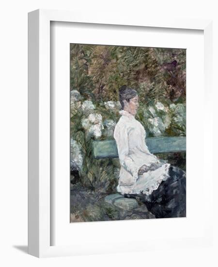 Woman Seated on a Bench in a Park-Henri de Toulouse-Lautrec-Framed Premium Giclee Print