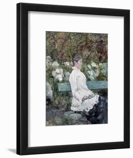 Woman Seated on a Bench in a Park-Henri de Toulouse-Lautrec-Framed Premium Giclee Print
