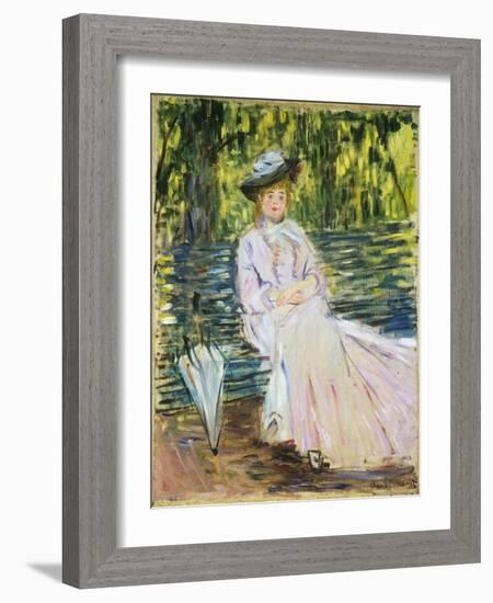 Woman Seated on a Bench-Claude Monet-Framed Giclee Print