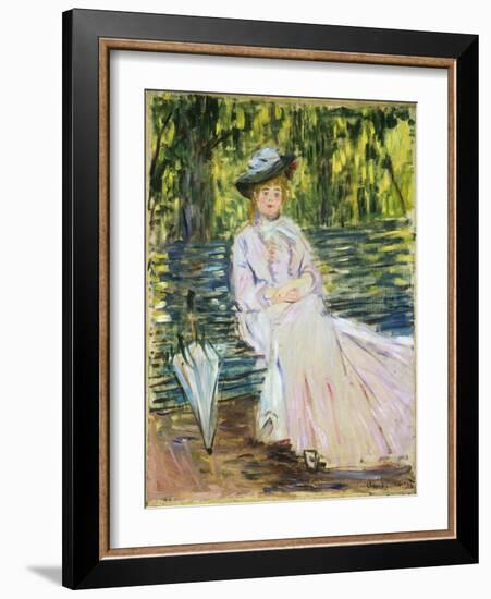 Woman Seated on a Bench-Claude Monet-Framed Giclee Print