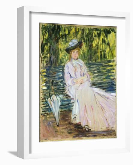 Woman Seated on a Bench-Claude Monet-Framed Giclee Print