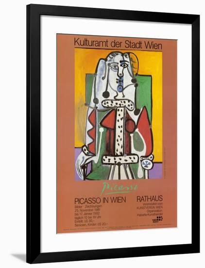 Woman Seated on a Green Chair-Pablo Picasso-Framed Art Print