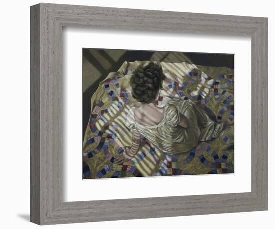 Woman Seated on a Quilt, c.1990-Helen J. Vaughn-Framed Giclee Print