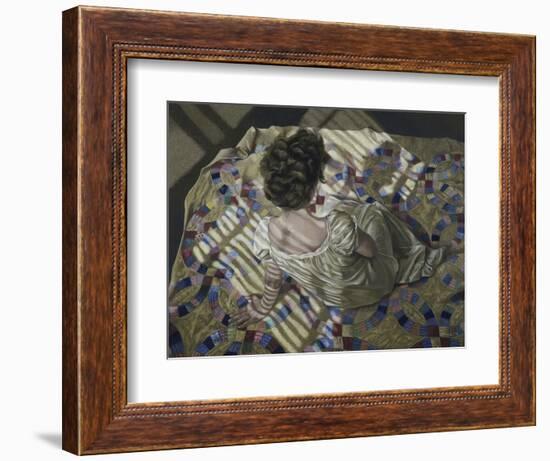 Woman Seated on a Quilt, c.1990-Helen J. Vaughn-Framed Giclee Print