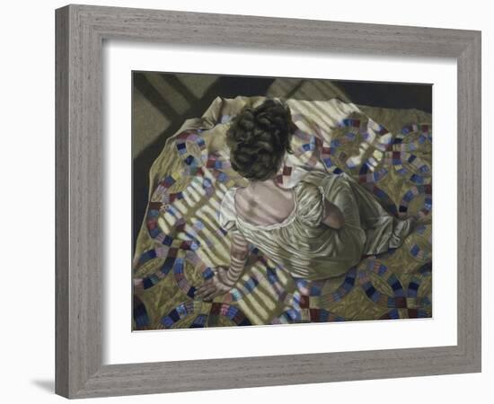 Woman Seated on a Quilt, c.1990-Helen J. Vaughn-Framed Giclee Print