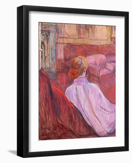 Woman Seated on a Red Settee-Henri de Toulouse-Lautrec-Framed Giclee Print