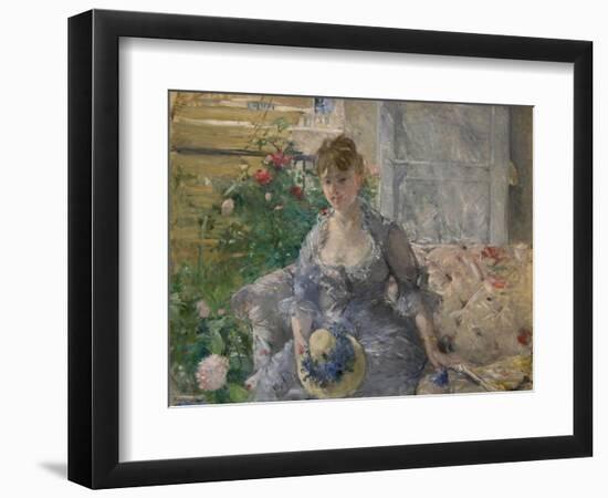 Woman Seated on a Sofa-Berthe Morisot-Framed Art Print