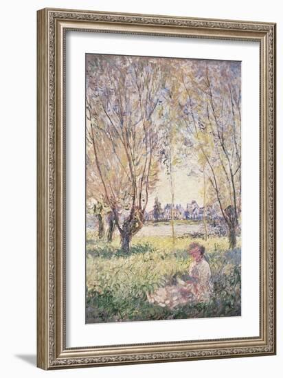 Woman Seated under the Willows-Claude Monet-Framed Giclee Print