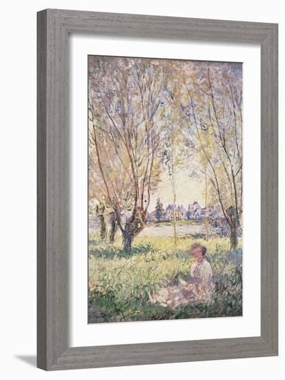 Woman Seated under the Willows-Claude Monet-Framed Giclee Print