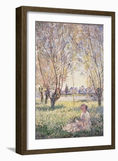 Woman Seated under the Willows-Claude Monet-Framed Giclee Print