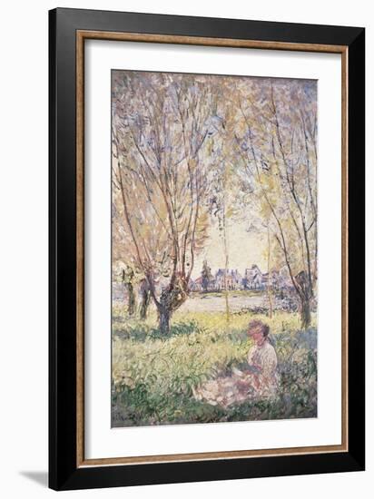 Woman Seated under the Willows-Claude Monet-Framed Giclee Print