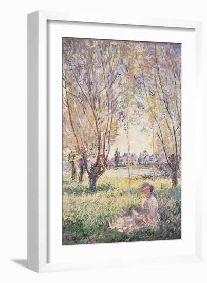 Woman Seated under the Willows-Claude Monet-Framed Giclee Print