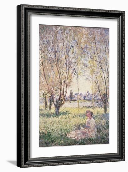Woman Seated under the Willows-Claude Monet-Framed Giclee Print