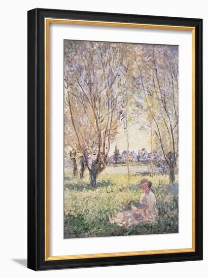 Woman Seated under the Willows-Claude Monet-Framed Giclee Print