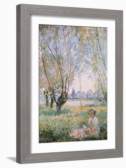 Woman Seated under the Willows-Claude Monet-Framed Art Print