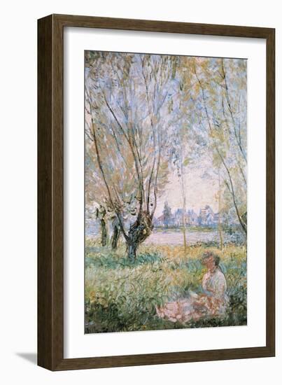 Woman Seated under the Willows-Claude Monet-Framed Art Print