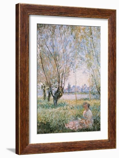 Woman Seated under the Willows-Claude Monet-Framed Art Print